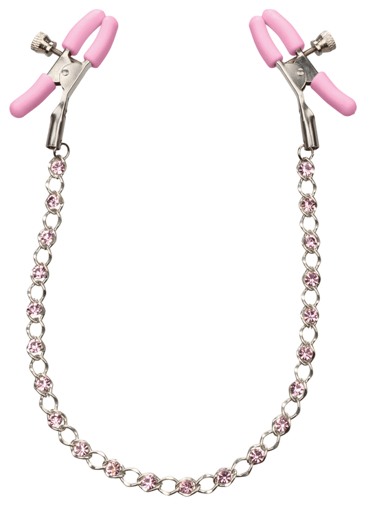 "Nipple Play Crystal Chain Nipple Clamps - Pink SE2617102"