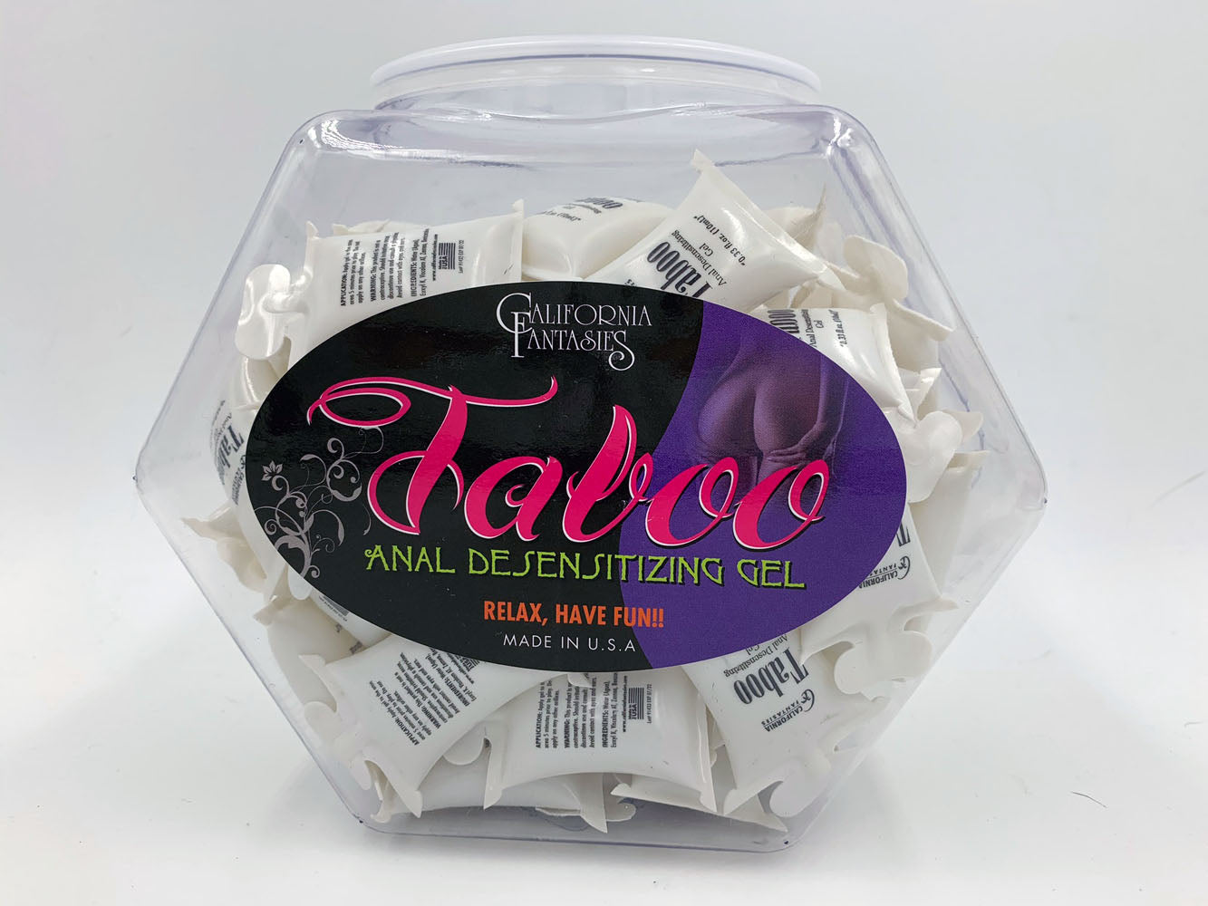 "Taboo - Anal Desensitizing Gel - 72 Piece Fishbowl - 10 ml Pillows CF-TAB-10D"