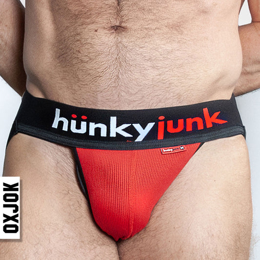 "Hunker Comfy-Pouch Slider-Strap Jock Red Hot Medium OX-JOK-1001-RED-M"