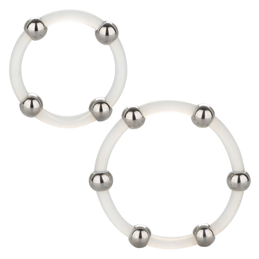 "Steel Beaded Silicone Ring Set SE1437302"