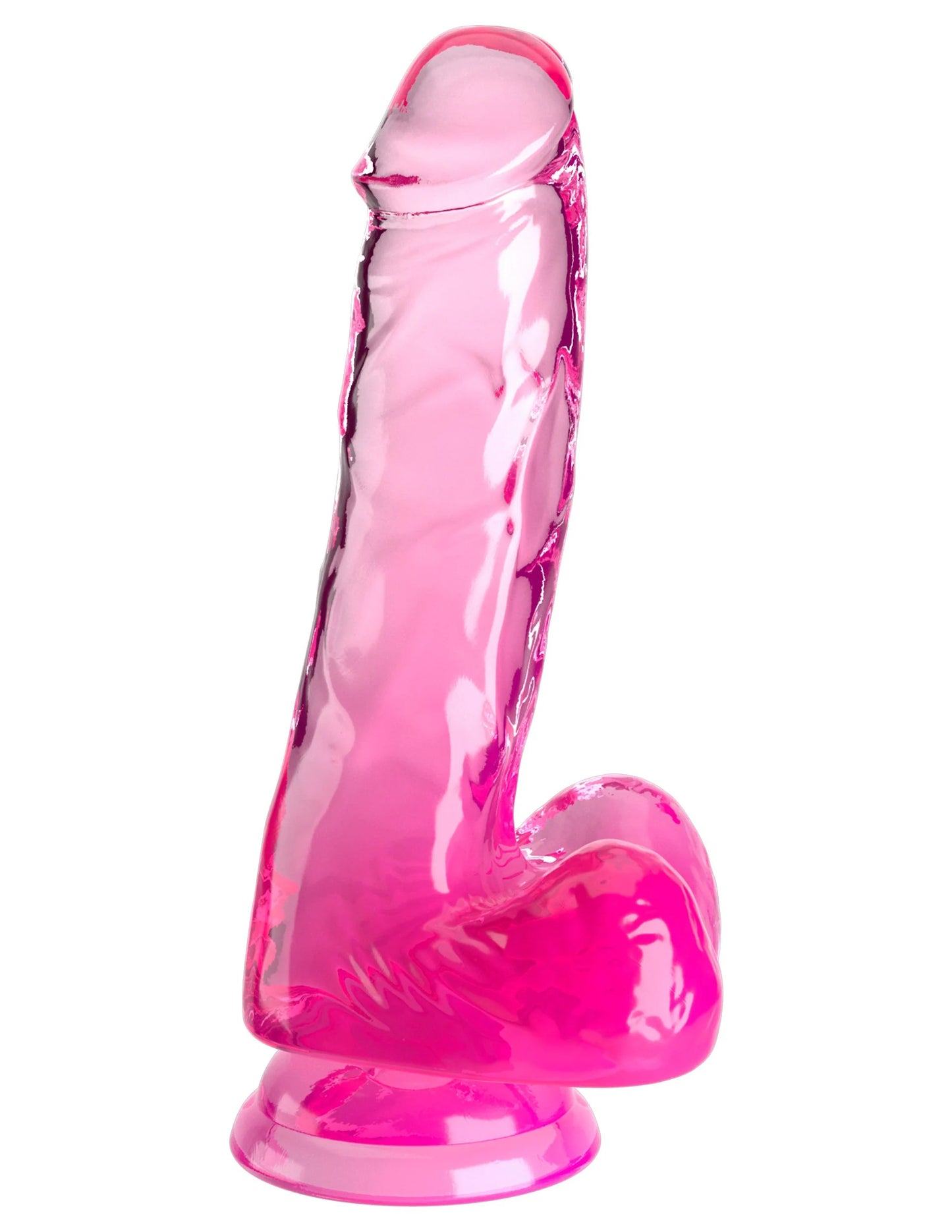 "King Cock Clear 6 Inch With Balls - Pink PD5752-11"