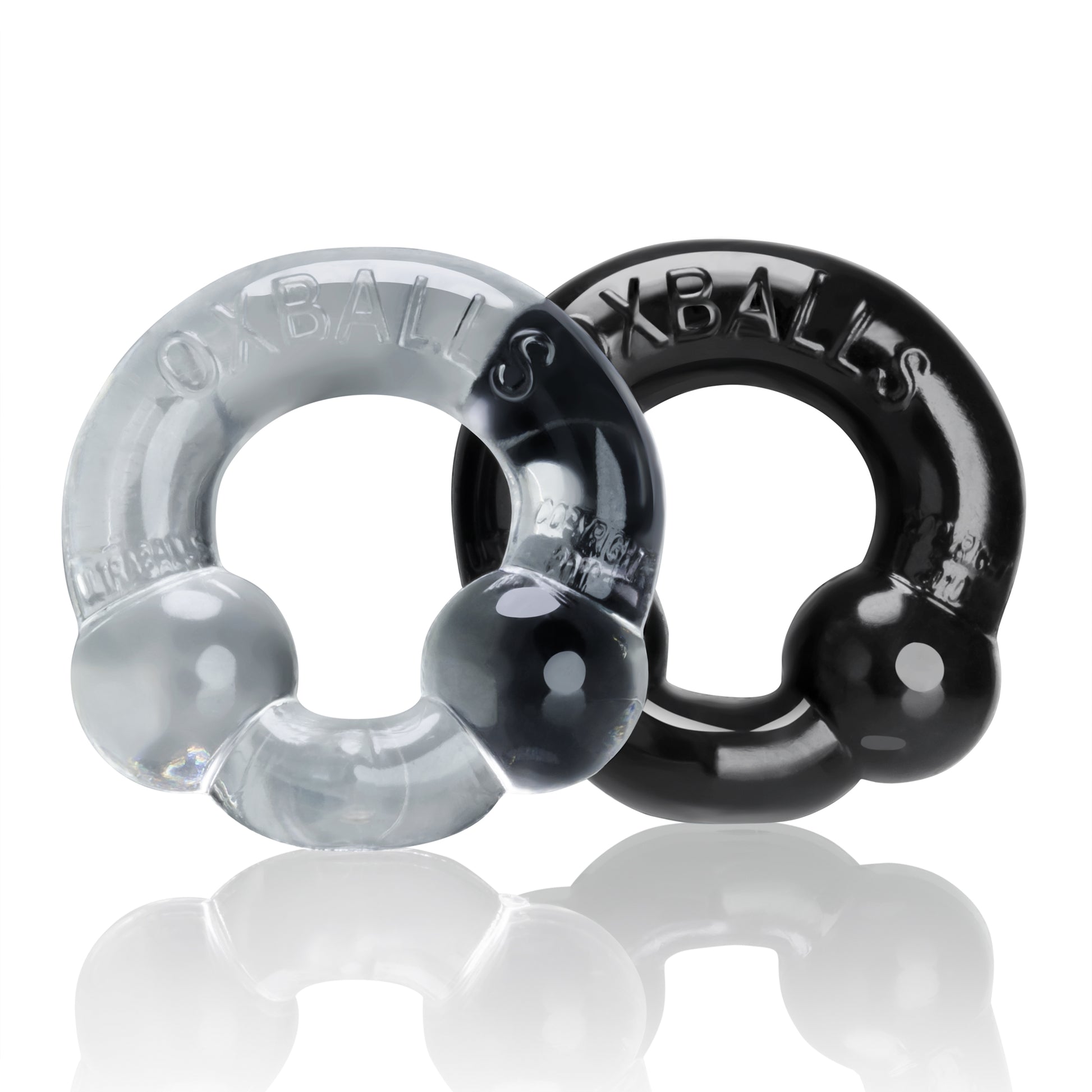 "Ultraballs 2- Piece Cockring Set - Black & Clear OX-3010-BC"