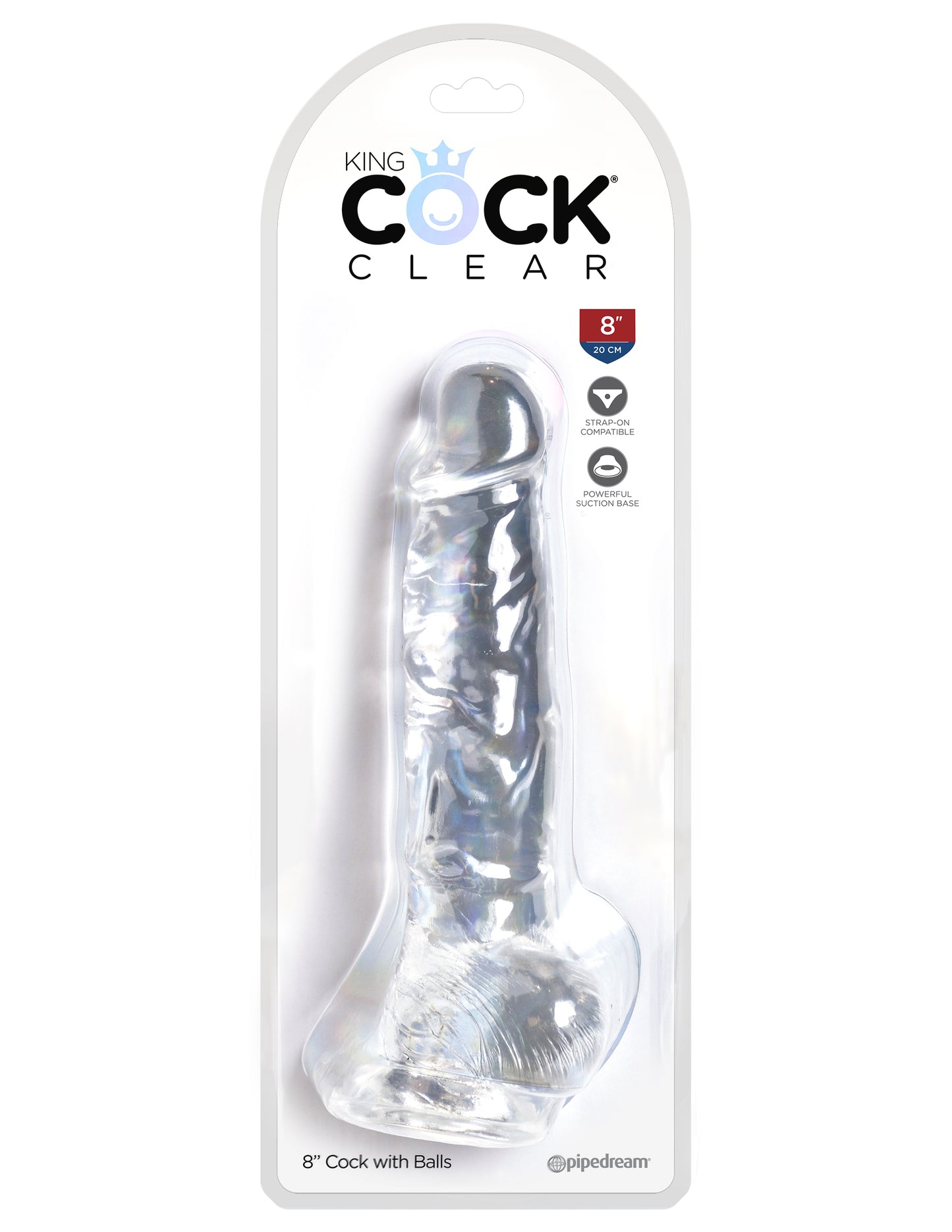 King Cock Clear 8 Inch Cock With Balls PD5756-20