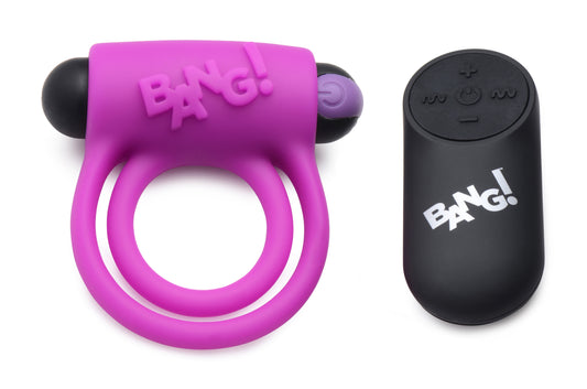 "Bang - Silicone Cock Ring and Bullet With Remote Control - Purple BNG-AG572-PUR"