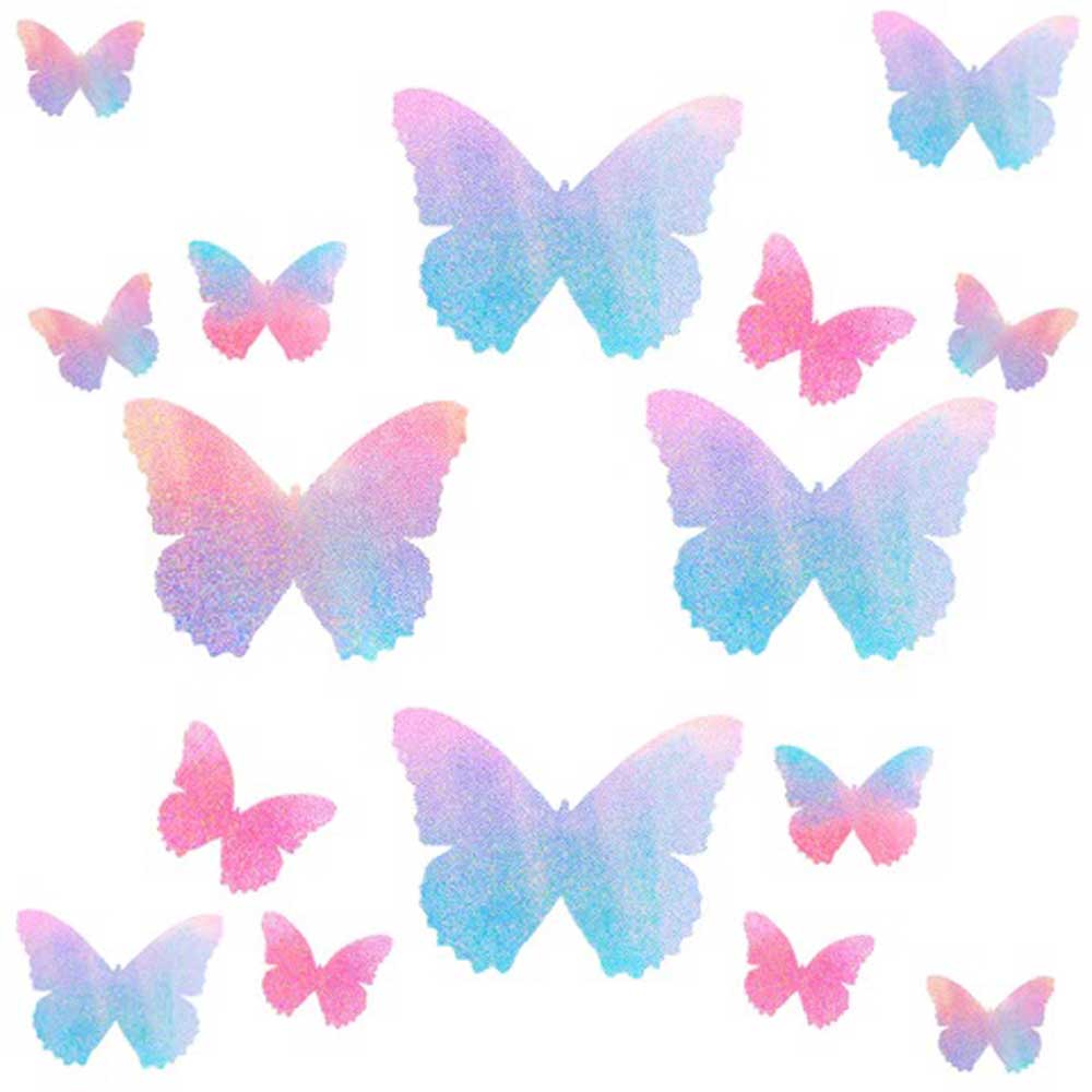 "Tinky's Revenge Pink and Blue Holographic Blacklight Butterfly Nipple Sticker Crop Top NN-TR-BTF-TOP"