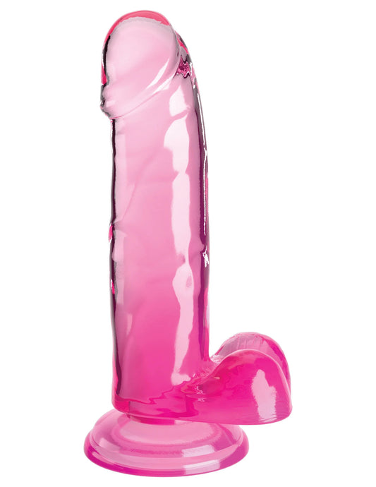 "King Cock Clear 7 Inch With Balls - Pink PD5754-11"