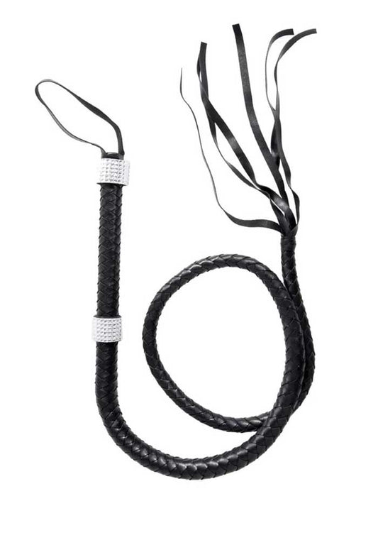 "Rhinestone Handle Whip - Black LA-2626"