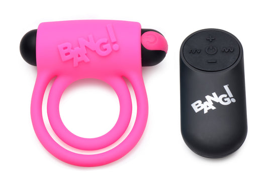 "Bang - Silicone Cock Ring and Bullet With Remote Control - Pink BNG-AG572-PNK"