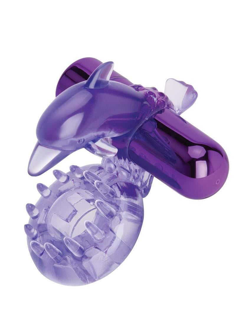 "Bodywand Rechargeable Dolphin Ring With Ticklers - Purple X-BW1501"