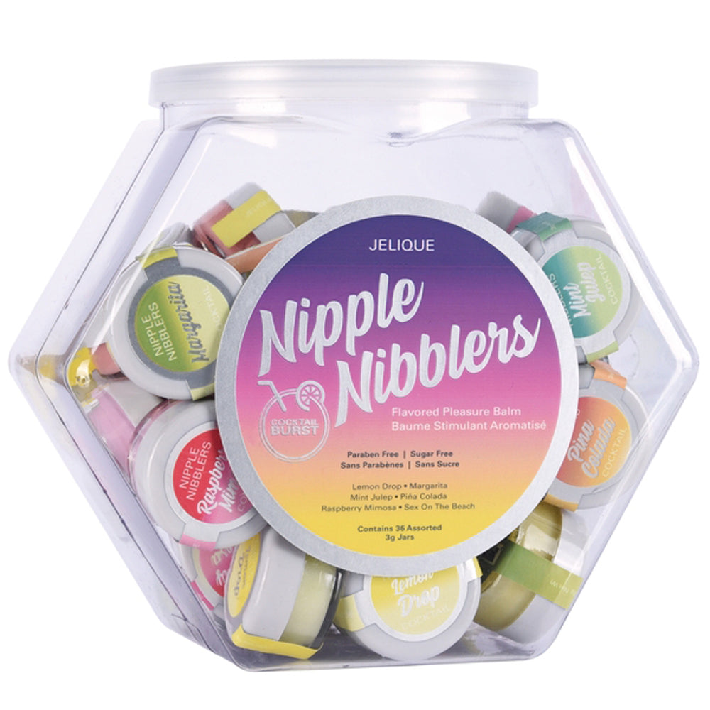 "Nipple Nibblers Cocktail Pleasure Balm Assorted - 36 Pc Bowl - 3g Jar JEL2700-99"