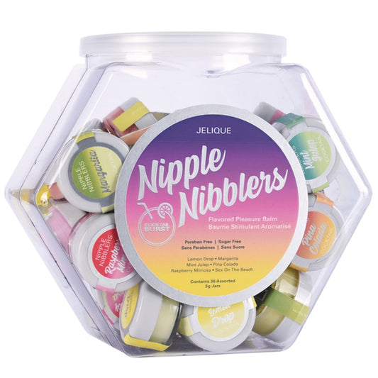 "Nipple Nibblers Cocktail Pleasure Balm Assorted - 36 Pc Bowl - 3g Jar JEL2700-99"