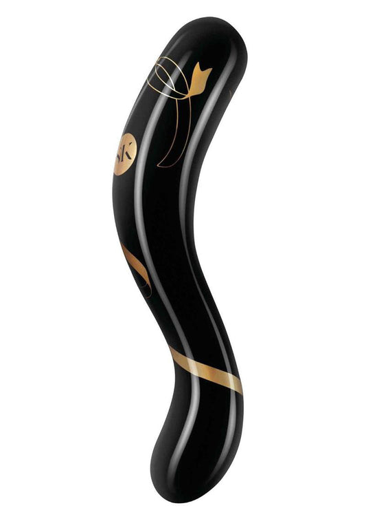 "Secret Kisses - 7 Inch Handblown Double Ended Dildo - Black SK-3006"