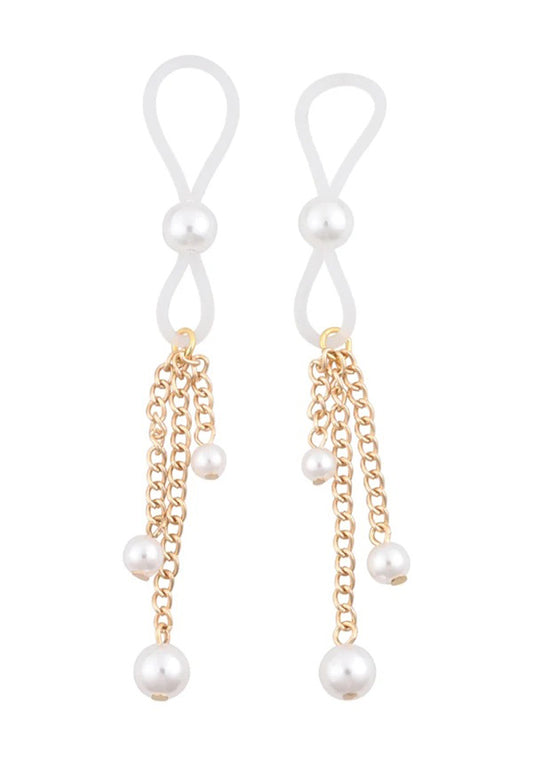 "Pearl Nipple Ties - Gold/white SS09858"