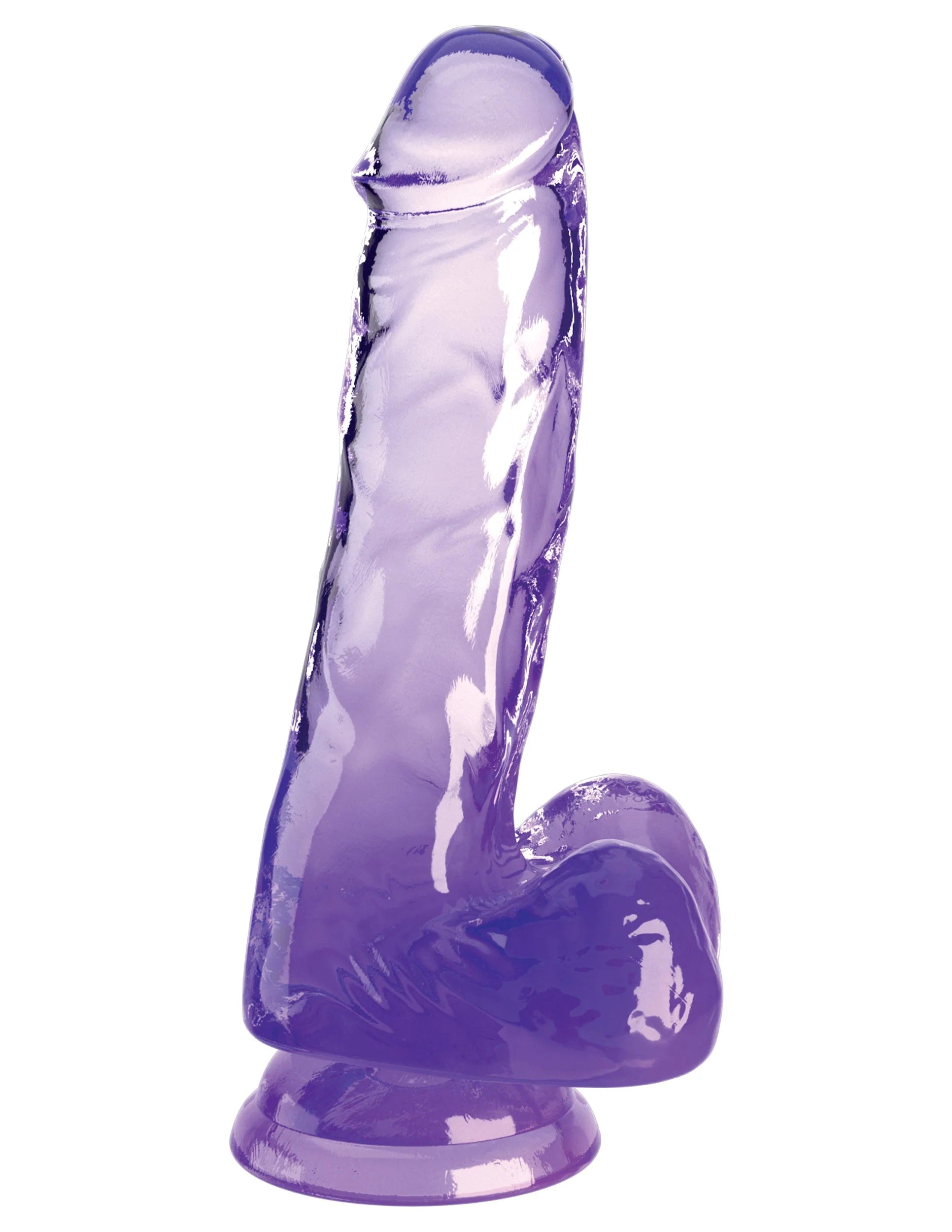 "King Cock Clear 6 Inch With Balls - Purple PD5752-12"