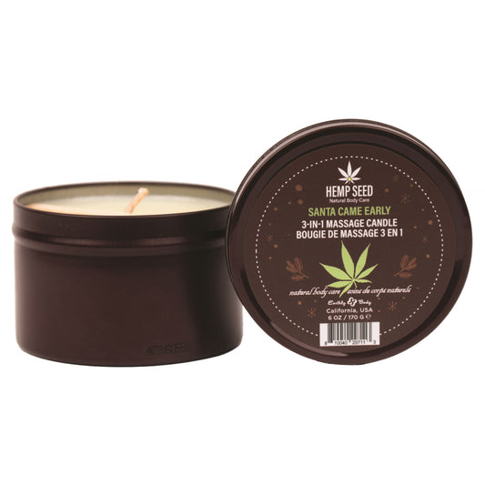 "Hemp Seed 3 in 1 Massage Candle Santa Came Early - 6oz EB-HSCH024A"