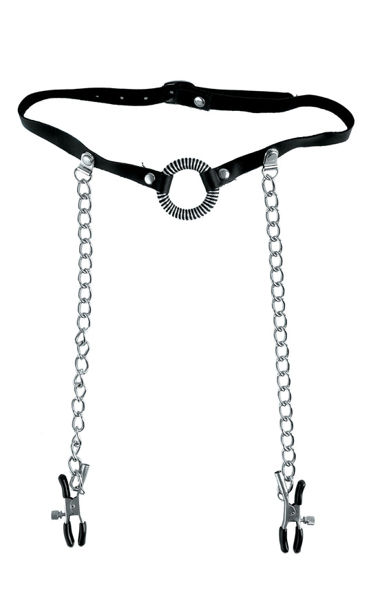 "Fetish Fantasy Series Limited Edition O-Ring Gag and Nipple Clamps - Black PD4419-23"