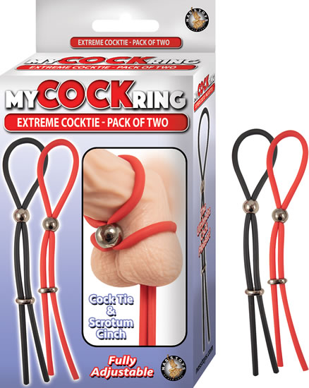 "My Cockring Extreme Cocktie-Pack of Two - Black/ Red NW2867"